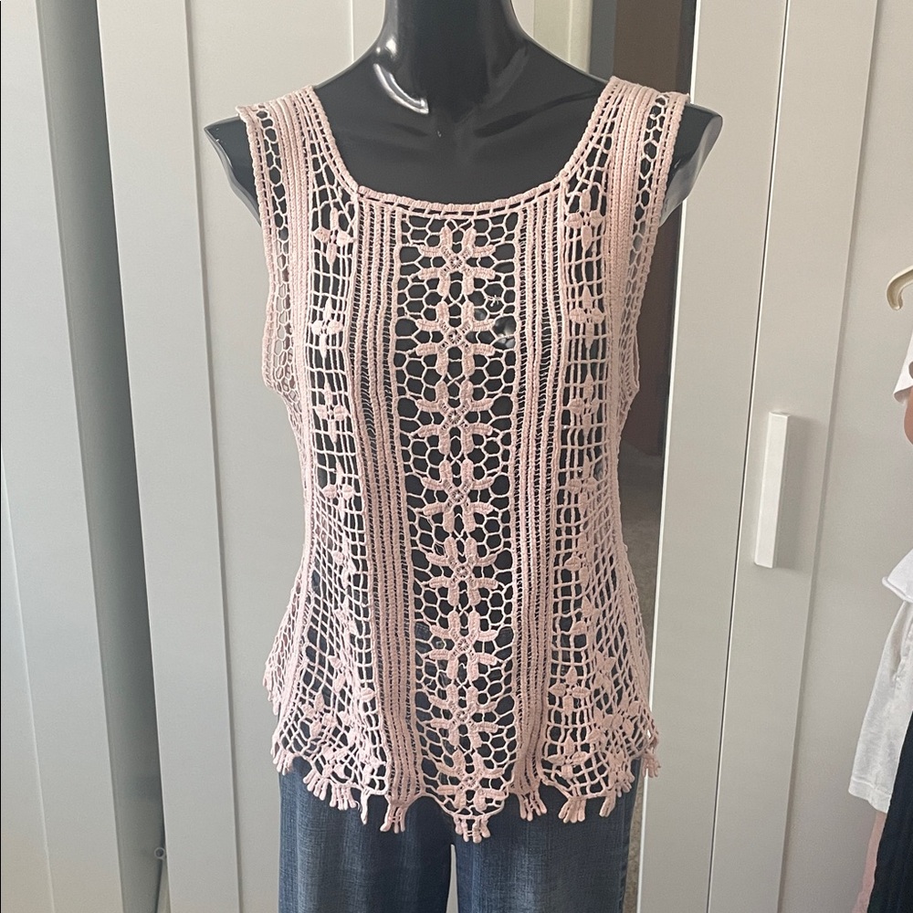 Love J Pink Crochet Tank Top